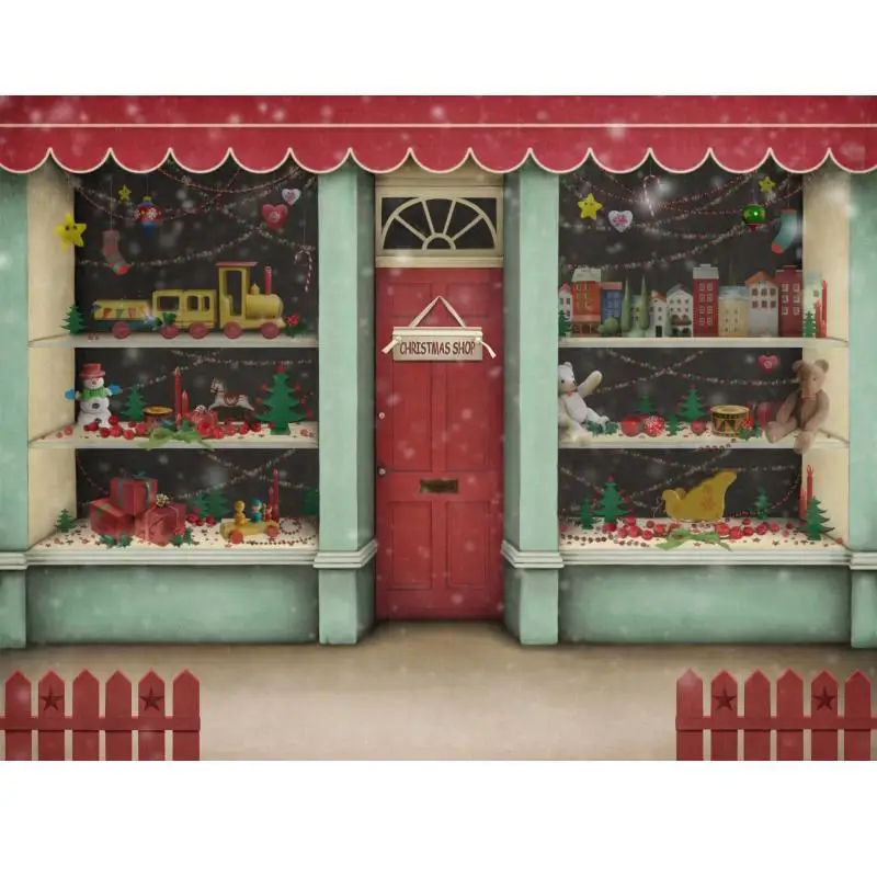 

Photographic Backdrops Christmas Supermarket Door Photography Backgrounds Photocall Photo Studio
