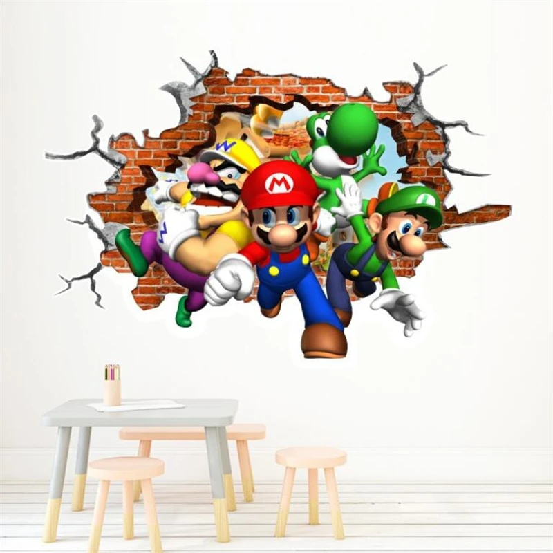Мультики Супер Марио наклейки на стену для детской комнаты домашний декор игра