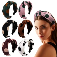 korea top knotted hairbands headbands women girls wide fabric dot bezel hair hoop bands scrunchies turban hair accessories