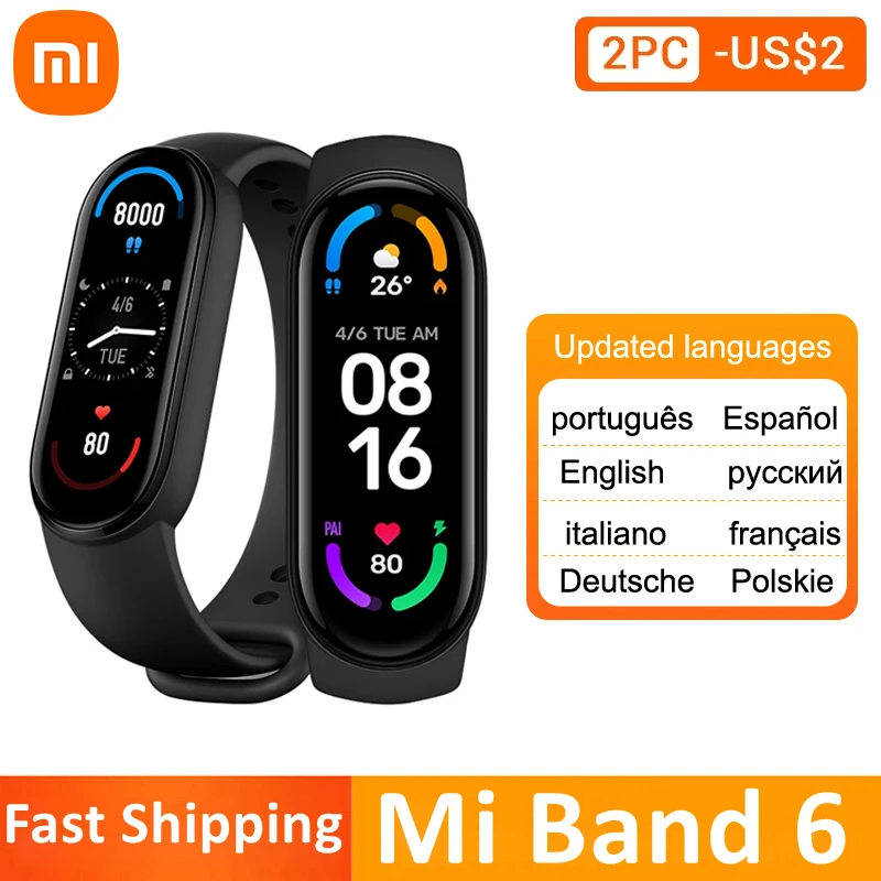 Оригинальный Смарт браслет Xiaomi Mi Band 6 смарт спортивный фитнес трекер с AMOLED
