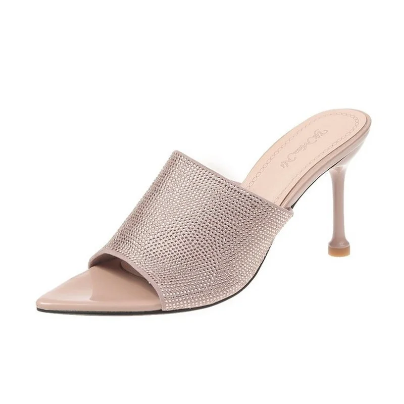 

Slippers for Women To Wear, 2021 New High-heeled Diamond Fairy Sandals