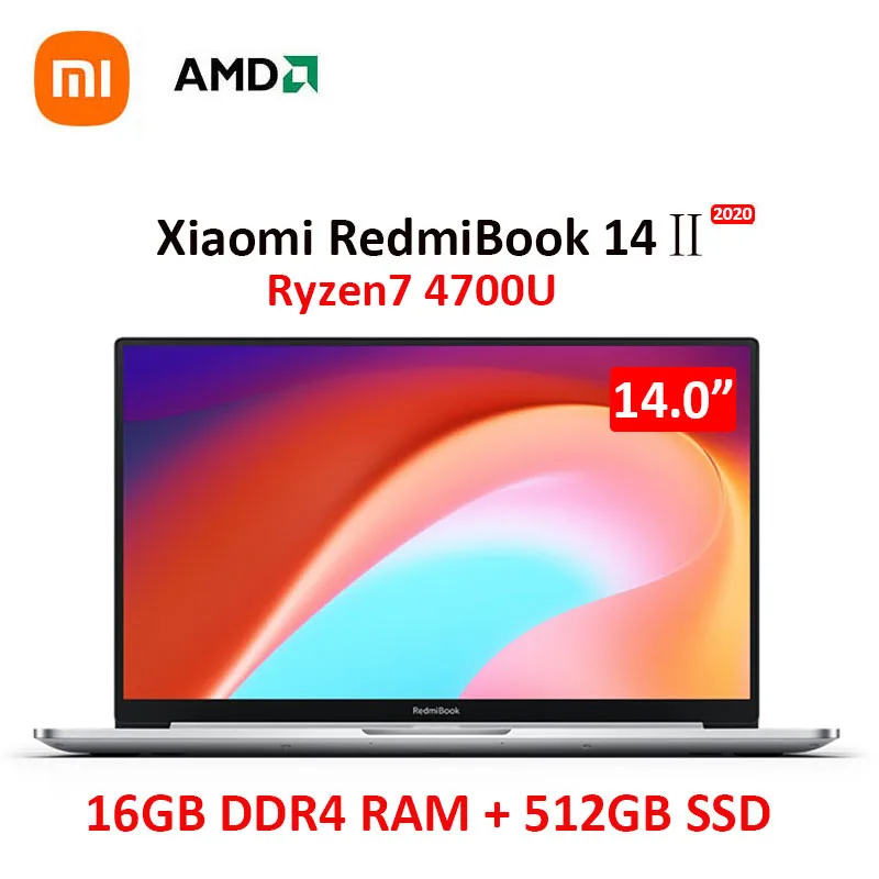 

Ультратонкий ноутбук Xiaomi MI notebook RedmiBook 14 Ⅱ AMD RyZen 7-4700U FHD экран DDR4 16 Гб ОЗУ 512 ГБ SSD