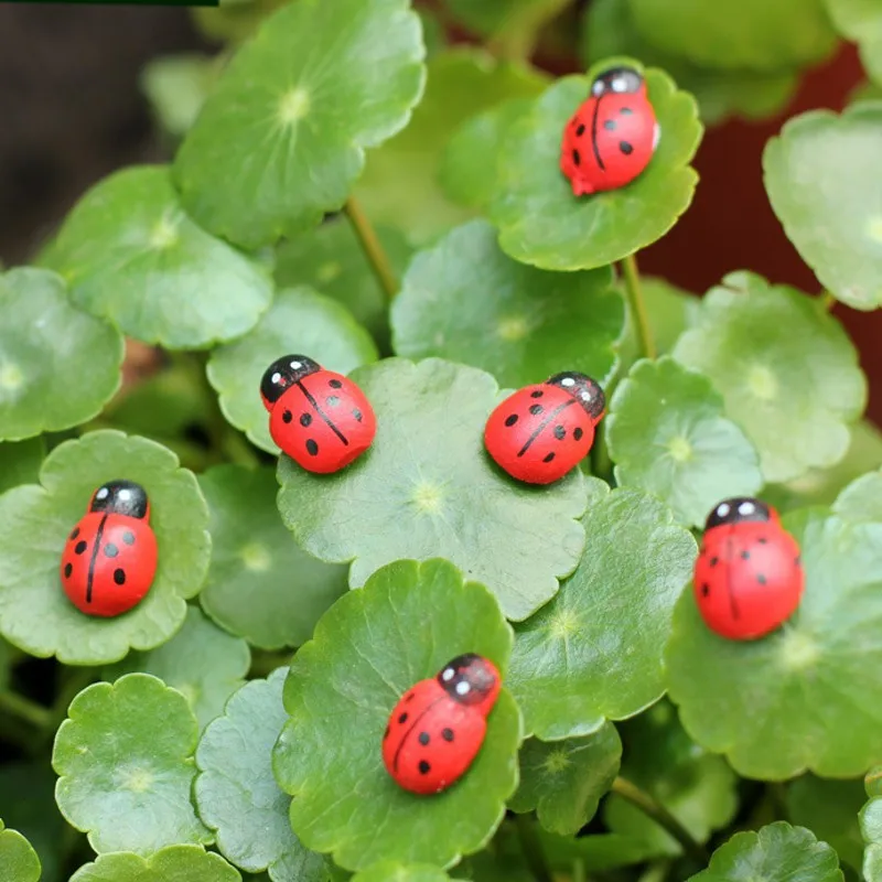 100 шт./лот миниатюрные фигурки божьих коровок в стиле жука для аквариума