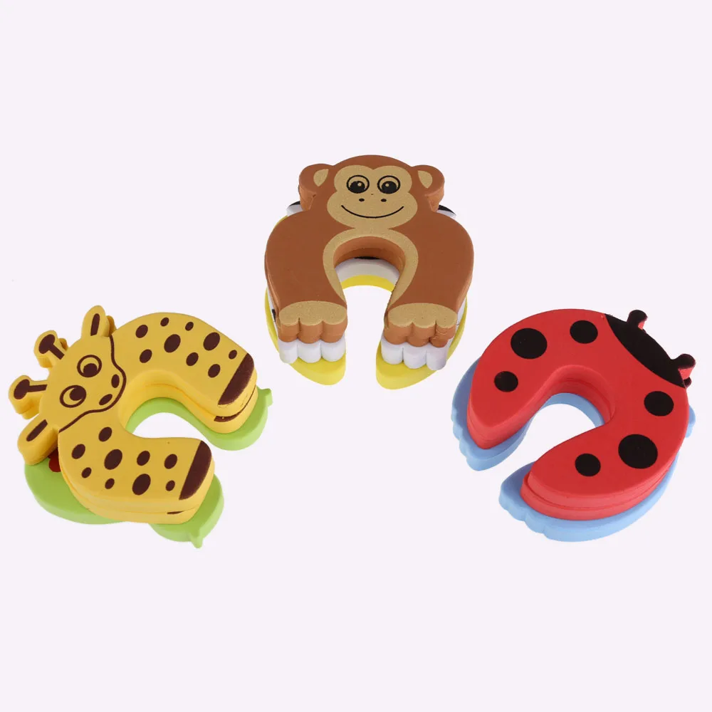 Pinza de seguridad con dibujos animados para puerta de ni&ntilde;o, tap&oacute;n de seguridad de mano, Animal bonito, Clip de seguridad para beb&eacute;, 10 unids/set por juego-2