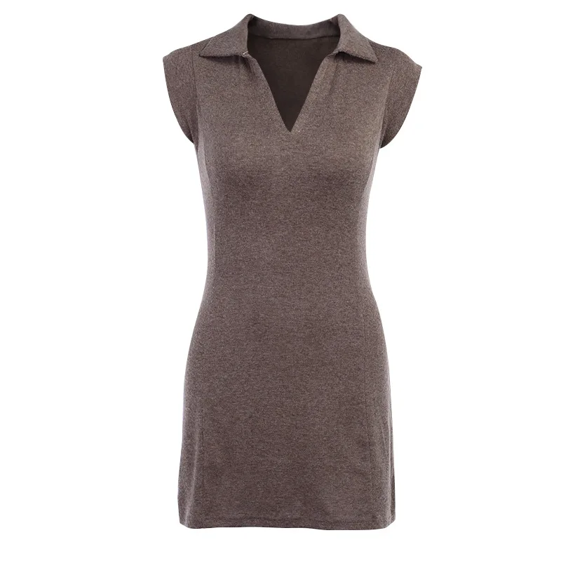

Paris Girl Solid Women Fashion Cotton Sleeveless V-Neck Summer Casual Elegant Empire A-Line Mini Dress Vestidos