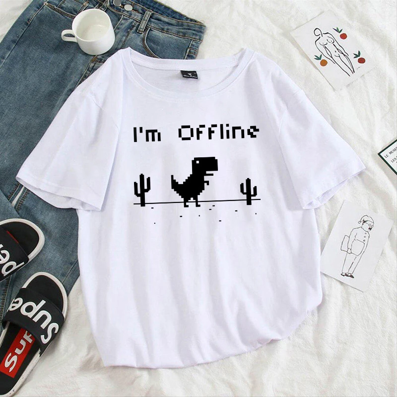 

O-neck short sleeve Lady T shirt Cartoon Dinosaur Fun print t-shirt women 90's Girl Harajuku Tshirt Summer T-shirt
