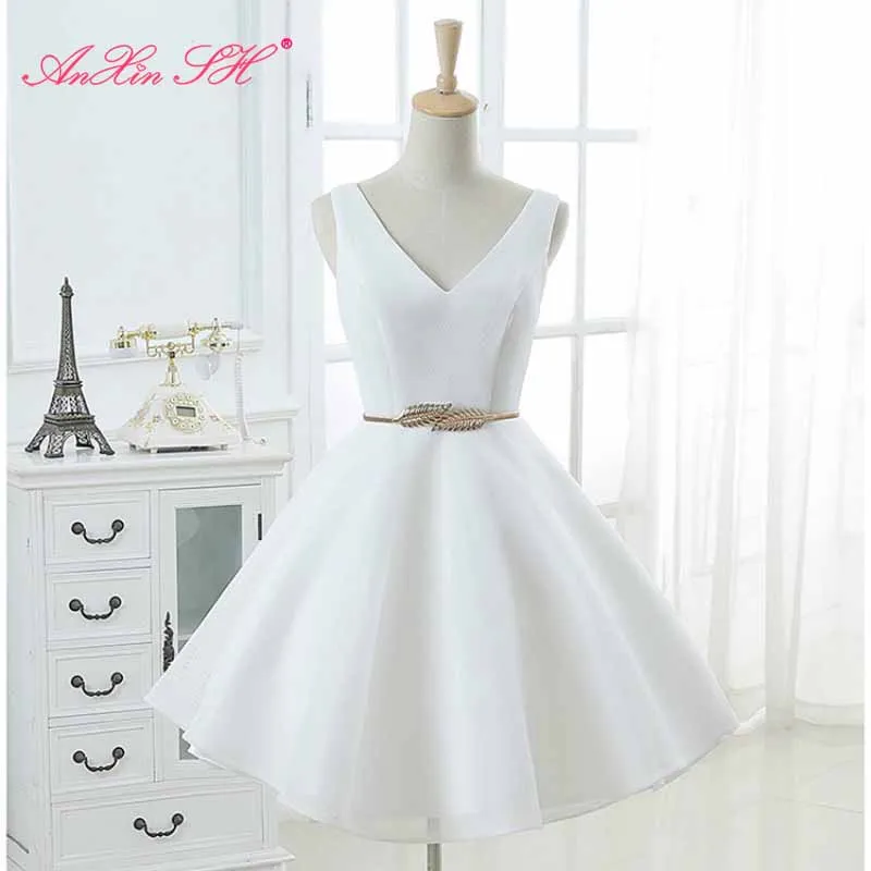 AnXin SH принцессы белое платье без рукавов вечернее вечерние v образным вырезом