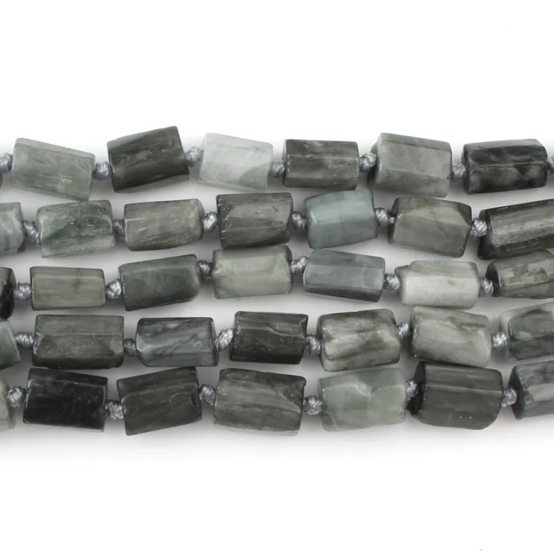 Черный серый цилиндрический натуральный Hawkeye камень бусины для изготовления