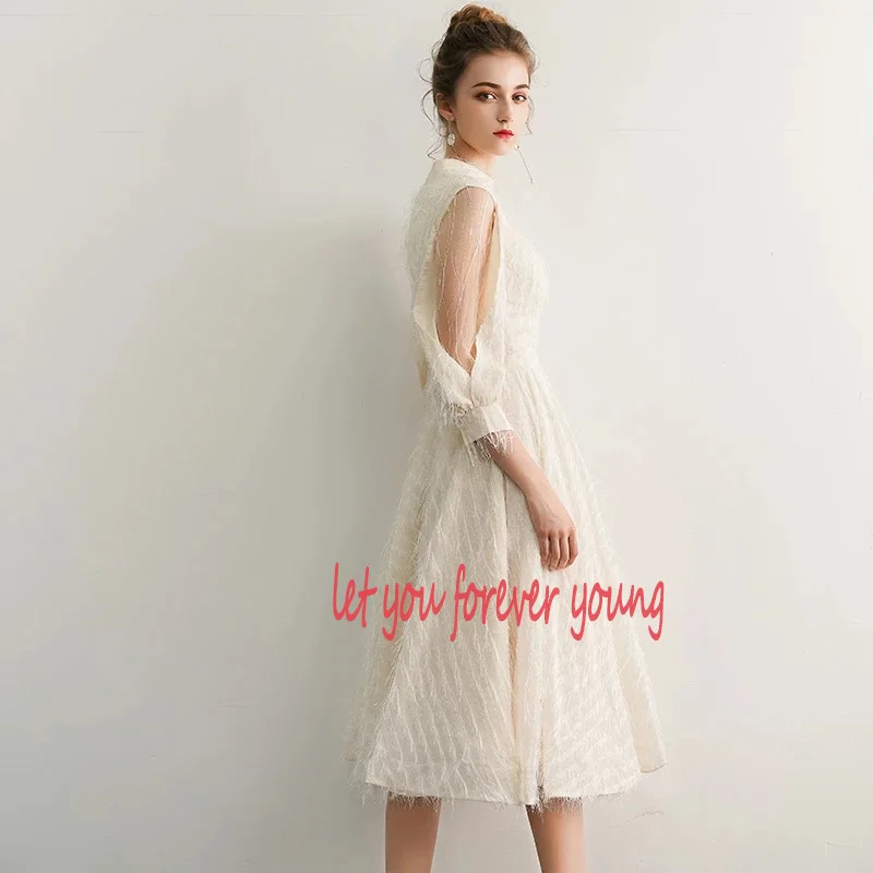 2021 Новое Элегантное Шампанское длинное вечернее платье с v образным вырезом для