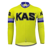 2022 retro yellow mens spring and autumn long sleeve cycling jersey bike top no fleece