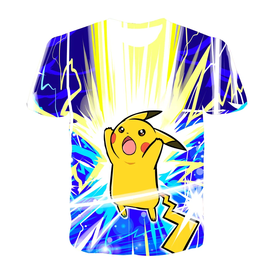 

Summer Cartoon 3D Plush Pikachu Pattern Printed T-shirt Fashion Boy And Girl Casual Cool Tee Tops T-shirt Children's Clothing