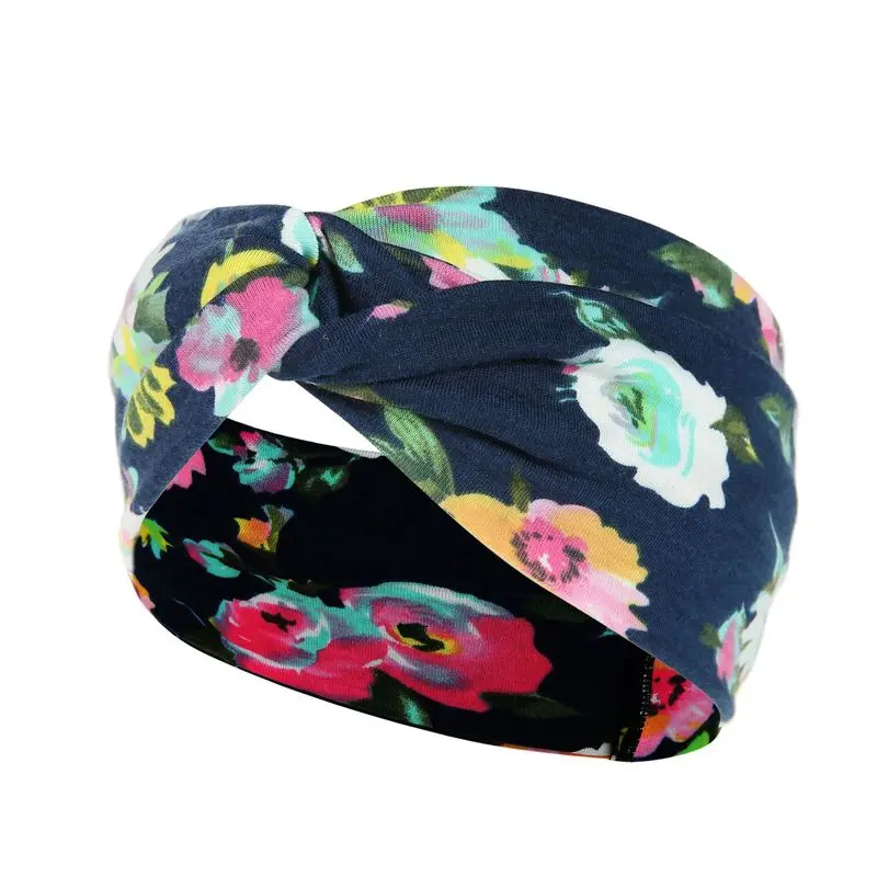 

New Wide-brimmed Cross Headband Ladies Bohemian Printed Knitted Headband Sweat-absorbent Headband Sports Yoga Headband