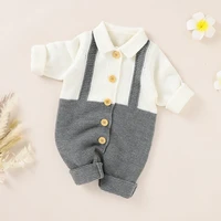 baby romper long sleeve autumn newborn boys jumpsuit fashion turn down collar toddler infant clothing knitted playsuit one piece