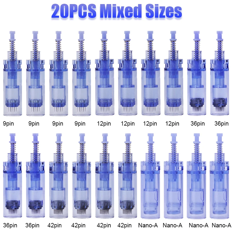 

50PCS Mixed A6 Microneedling Cartridge Needle 9/12/36/42pin/Nano Cartridge For Auto Tattoo Needles Micro Needle Tip