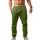 2020 новые мужские хлопковые льняные брюки мужские летние дышащие однотонные Цвет льняные брюки фитнес уличная M-3XL