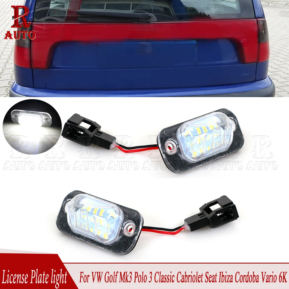 

R-освещение для номерного знака автомобиля, лампа, пара, Белый светодиодный номер для VW Golf Mk3 Polo 3, классическое сиденье для кабриолета Ibiza Cordoba Vario 6K