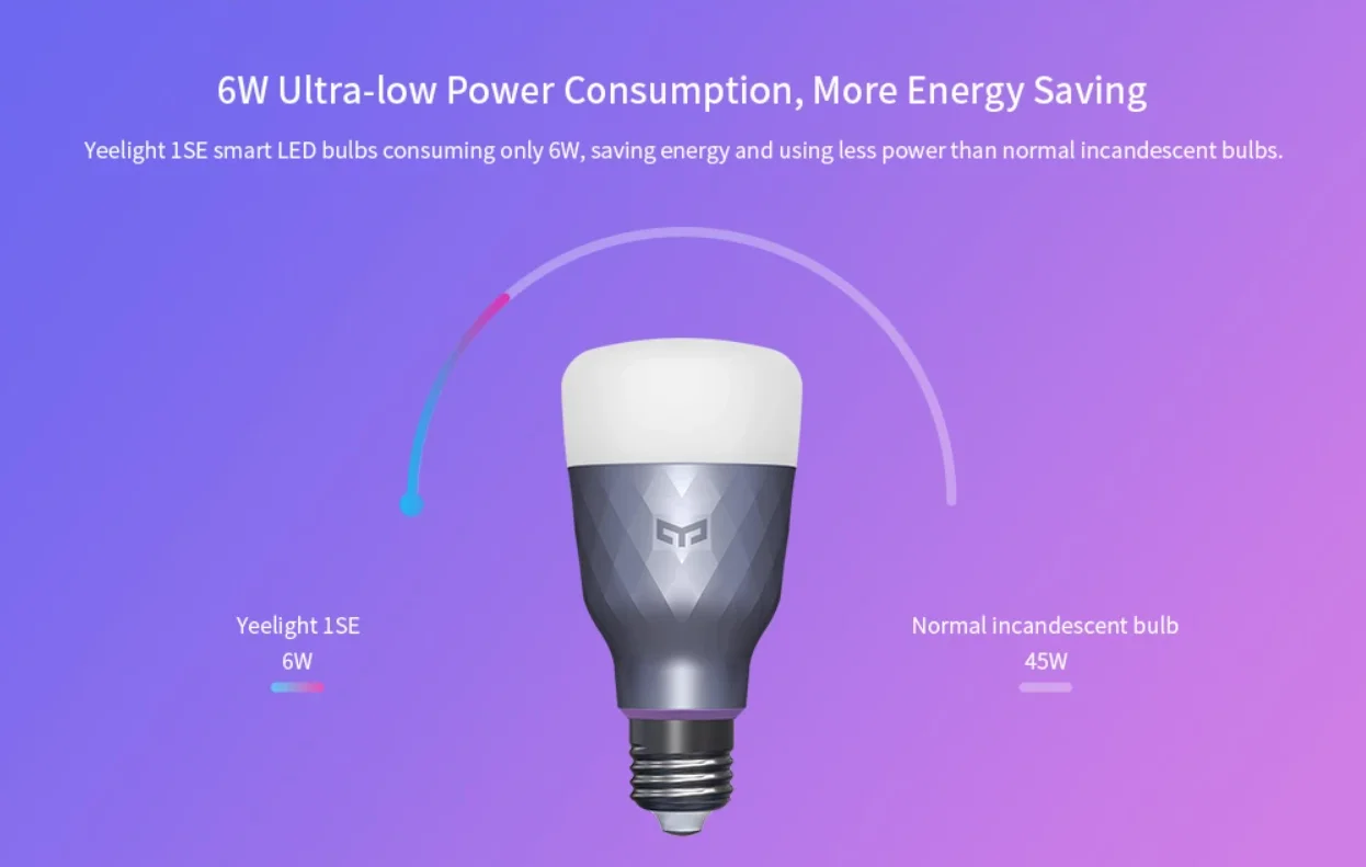 

Yeelight Smart Color LED Bulb 1SE APP Voice Remote Control Music Sync Power Save Work Amazon Alexa Google Assistant Mijia APP