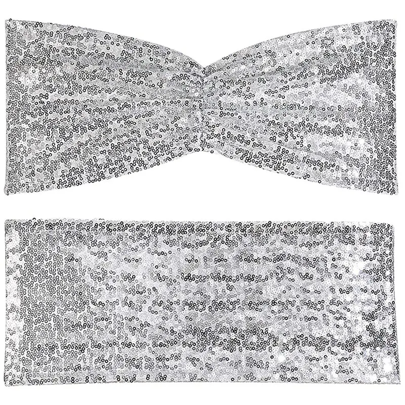 Стрейчевые блестящие банты для стула, декоративные банты для свадьбы, банкета, вечеринки, галстуки для декора