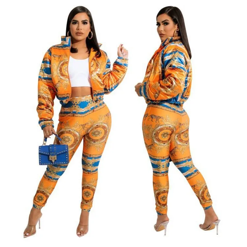 

Женские повседневные спортивные костюмы из двух предметов, теплое хлопковое короткое пальто с воротником-стойкой, узкие брюки с высокой та...