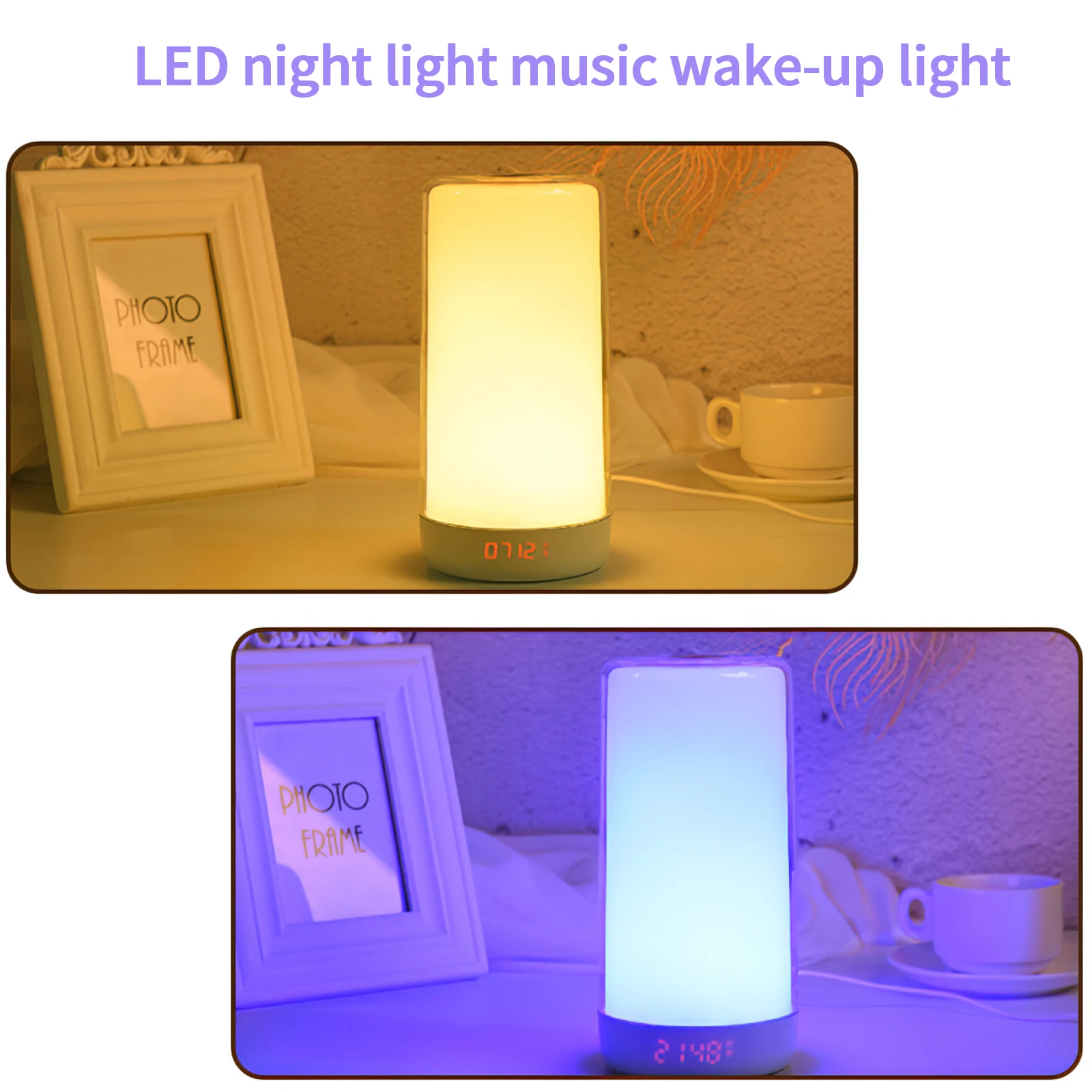 

Лампа с сенсорным управлением, лампа для пробуждения, цветной яркий светильник, регулируемый цвет, прикроватный светильник для пробуждения...