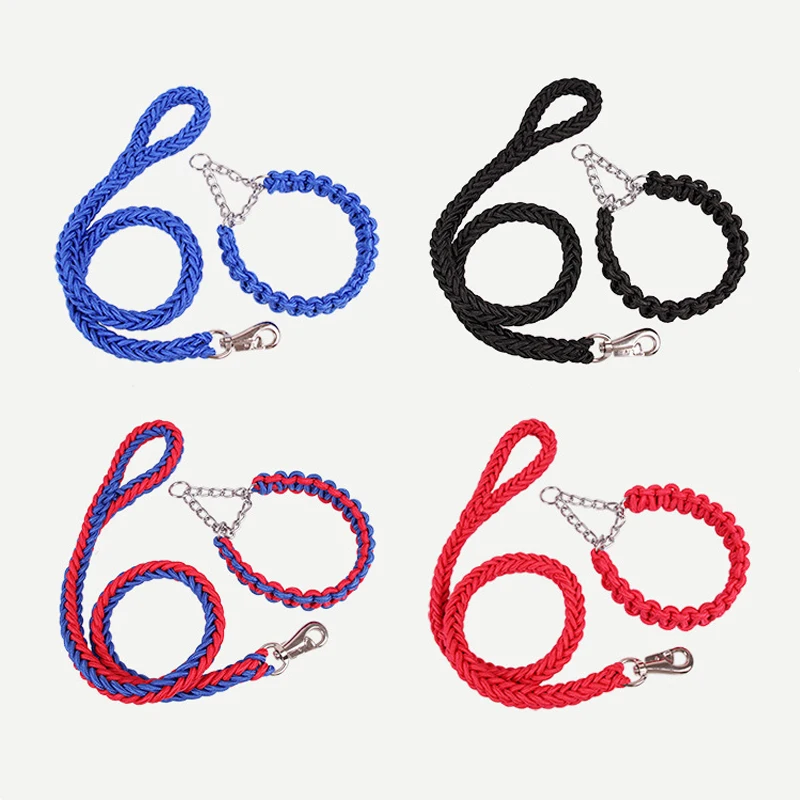 1 2 м Длина двойного плетения ошейник и поводок для Собак прочный канат нейлоновый