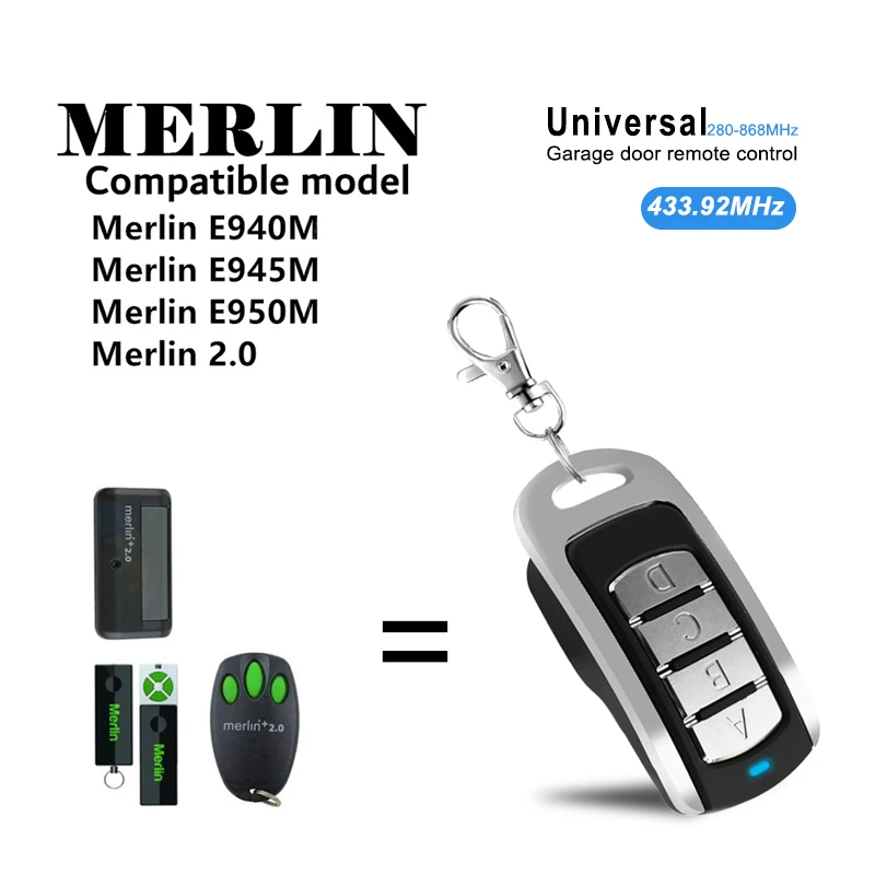 

Управление гаражом 433,92 МГц для MERLIN 2,0 E940M E945M E950M 433,92 МГц передатчик дверного барьера