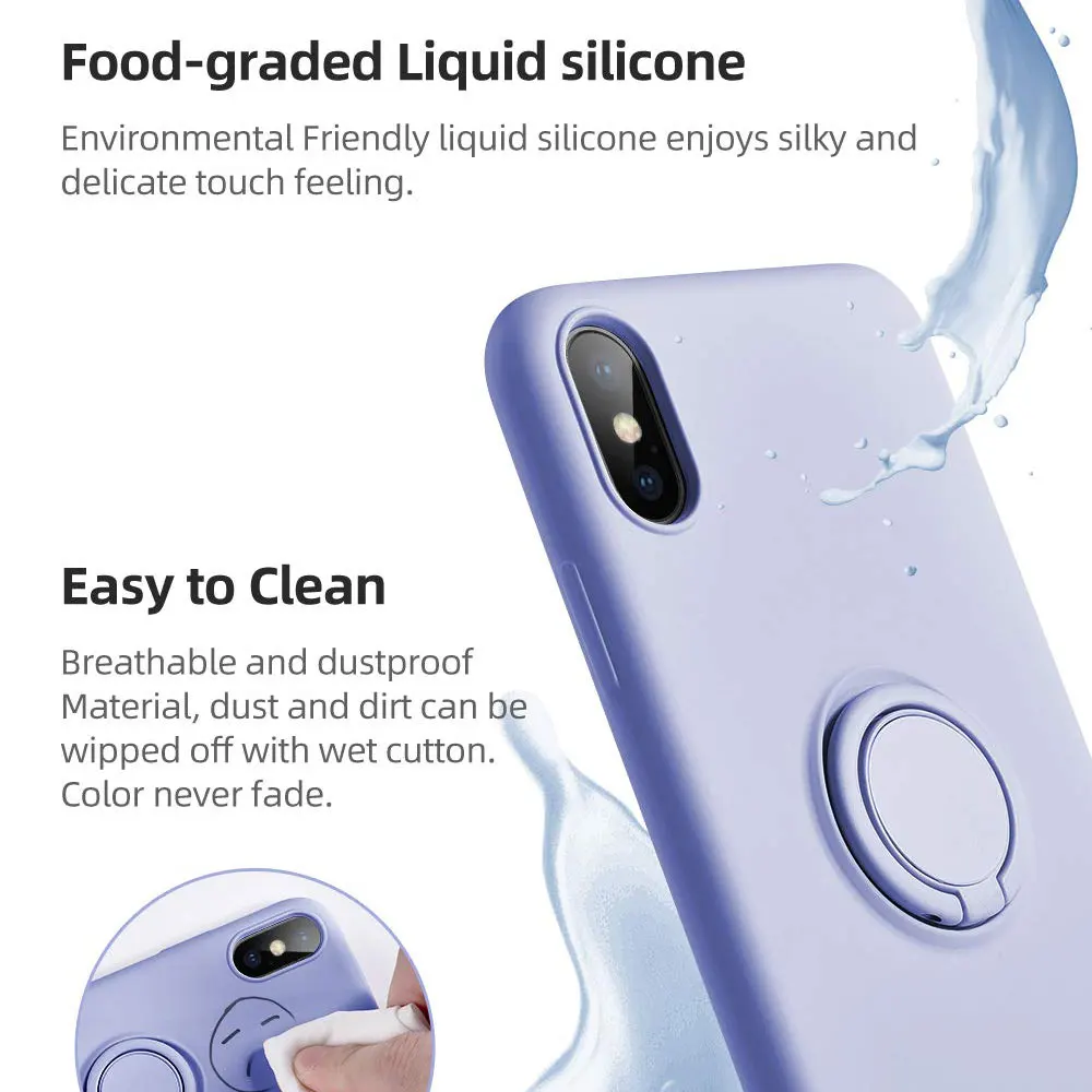 Для iPhone XR чехол силиконовый жидкий силиконовый чехол с кольцом-держателем противоударный чехол для телефона для iPhone X XS Max 8 Plus 7 6 6S 8 Plus 11 Pro 7plus подставка для пальцев аксессуары