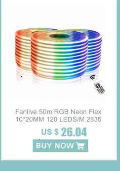 Fanlive, 50 м/лот, гибкая светодиодная неоновая лента, автомобильная веревка, Rgb светильник s SMD 2835, 120 светодиодов/м, 9 Вт/м, 220 В, водонепроницаемый, AC 220 В, 230 В, 110 В, в