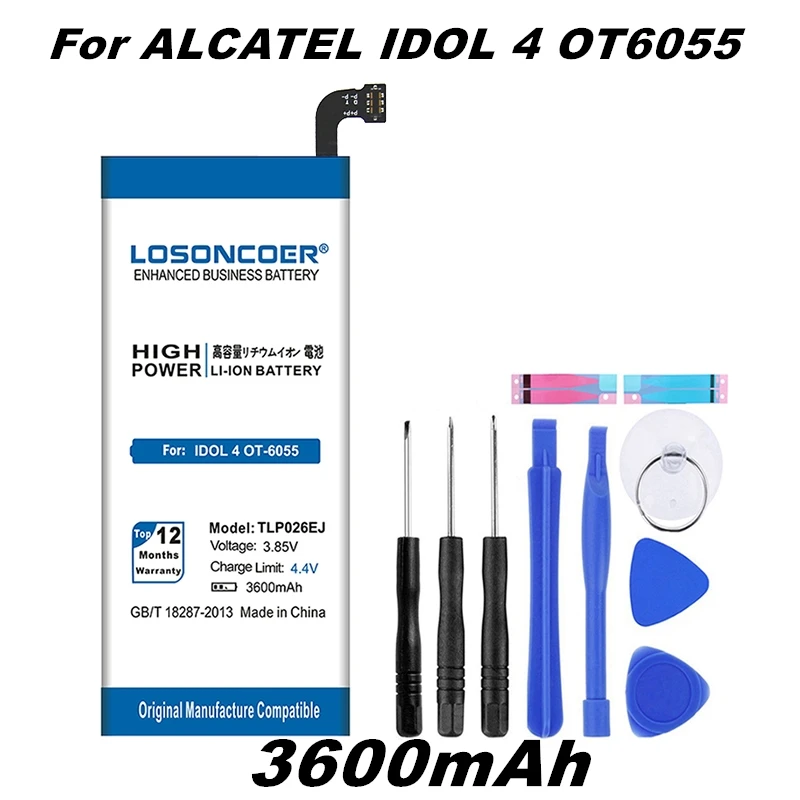 LOSONCOER аккумулятор 3600 мАч TLp026EJ для Alcatel idol 4 OT6055 6055H 6055Y 6055U 6055 6055K 6055B+ быстрое поступление+ Подарочные инструменты