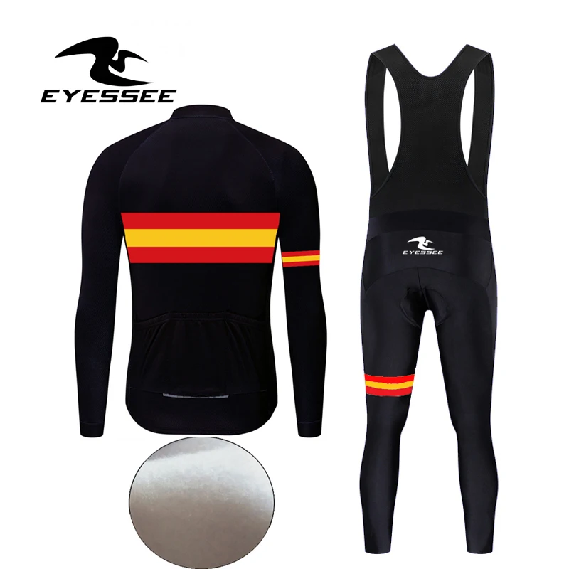 Eyessee Мужской комплект Джерси для велоспорта Pro Team зимний комплект для велоспорта термальный флис Испания велосипедная одежда Maillot Ropa Ciclismo