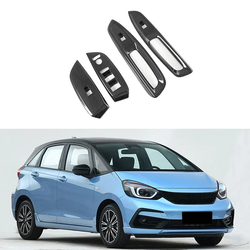 

Car Inner Door Window Lift Armrest Switch Panel Cover Trim Decorative Frame for Honda Fit Jazz 2020