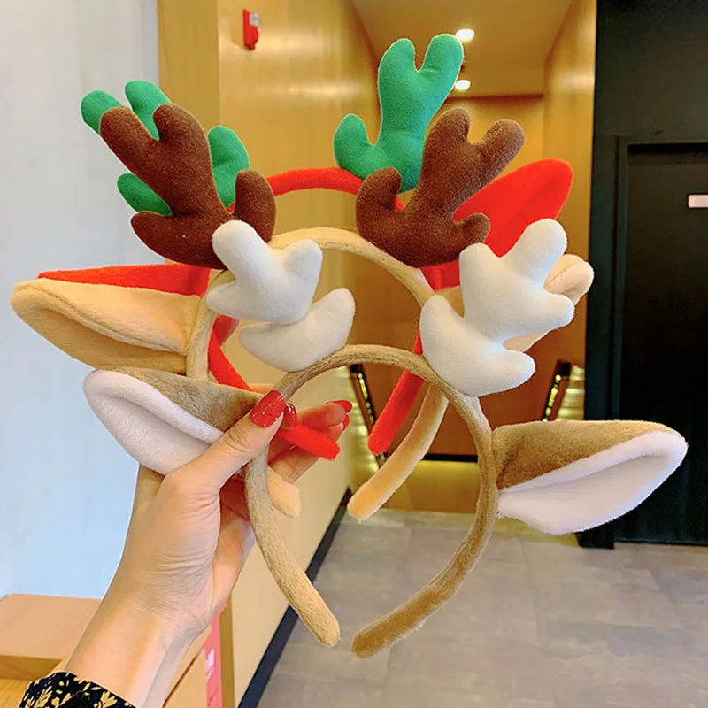 

Christmas antler plush Headband Elk Cute Cat Ears Christmas Tree Headband Washing Extraction Festival Take Pickle