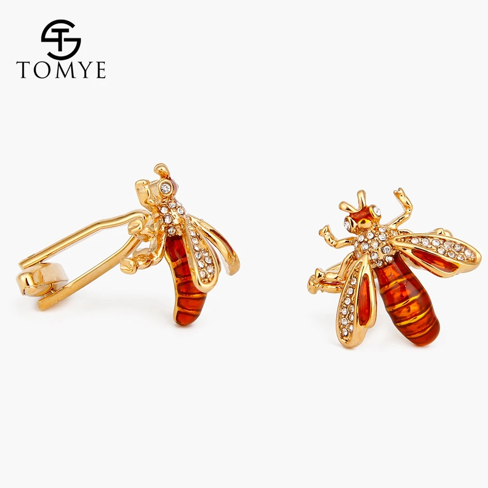 Рубашка TOMYE запонки унисекс высокое качество золото серебро Пчела хрустальный