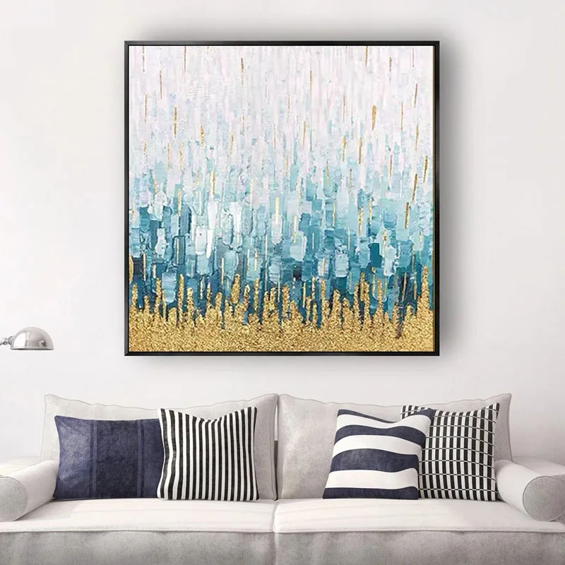 

Красивые художественные настенные картины для ручной росписи, холст, Золотая фольга, масляная живопись, домашнее украшение, абстрактный по...