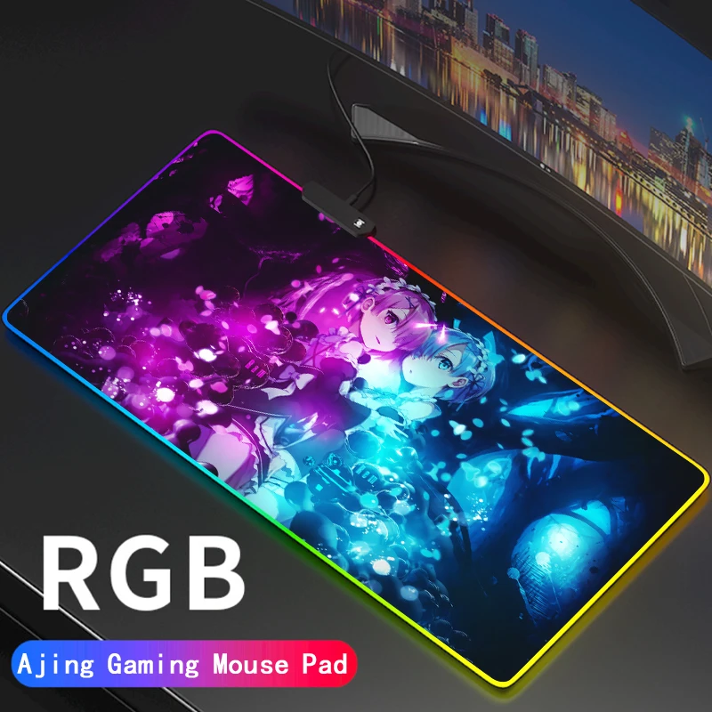 

Large RGB Mouse Pad xxl Gaming Mousepad LED Mause Pad Gamer Re:Zero Mouse Carpet Big Mause Pad PC Desk Mat with Backlit