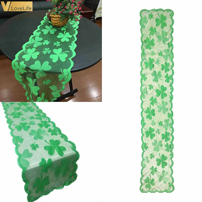 Стол ТРИЛИСТНИК с флагом на День Св. Патрика из полиэстера для украшения дома и