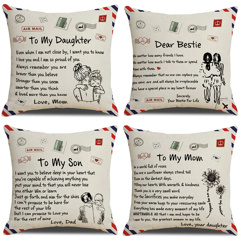

Pillowcase Simple Envelope letter Printing Office Pillowcase Sofa Cushion High Quality Linen Cotton Pillowcase Home Decorative