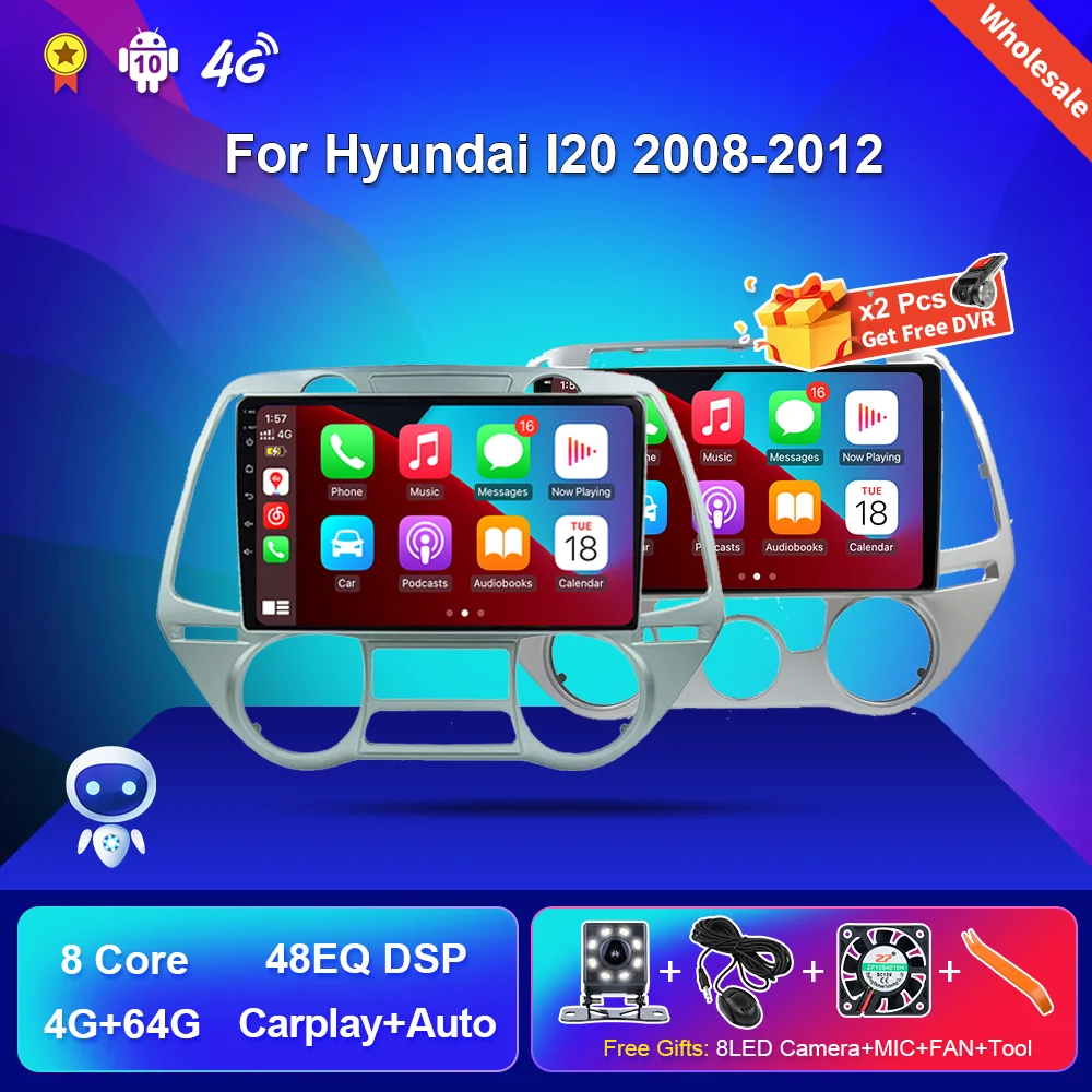 

Авторадио для Hyundai I20 2008-2012 автомобильное радио 2dib Android Авто Carplay WiFi 4G DSP мультимедийный DVD плеер 4G 64G 8 ядер без dvd