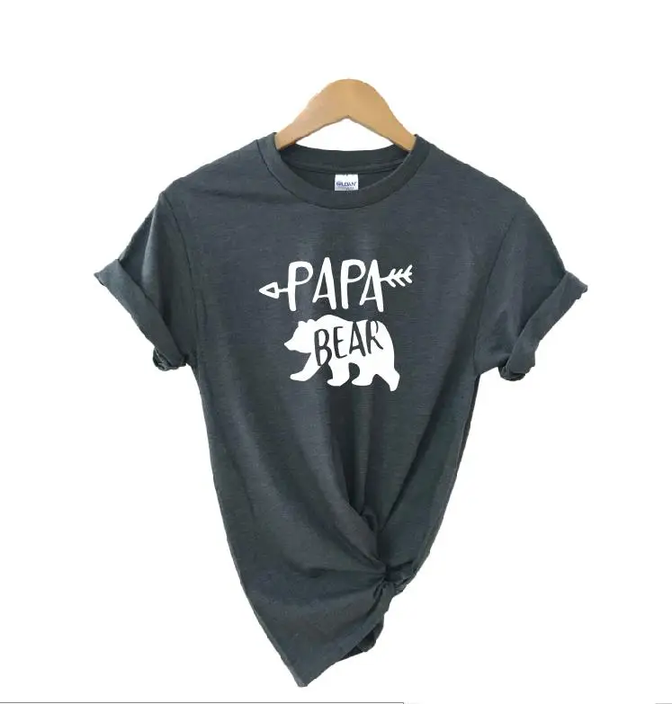 darkgray white PAPA Одинаковые футболки для всей семьи с изображением медведя, мамы, медведя, папы, медведя, футболки, повседневные футболки с короткими рукавами для маленьких девочек, хлопковые футболки, Прямая поставка - Цвет: darkgray white PAPA