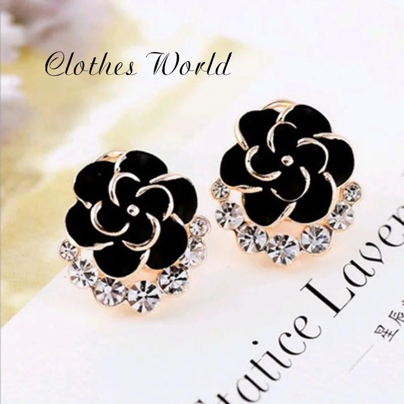 Серьги-гвоздики в Корейском стиле с цветком стразы модные серьги виде пиона для