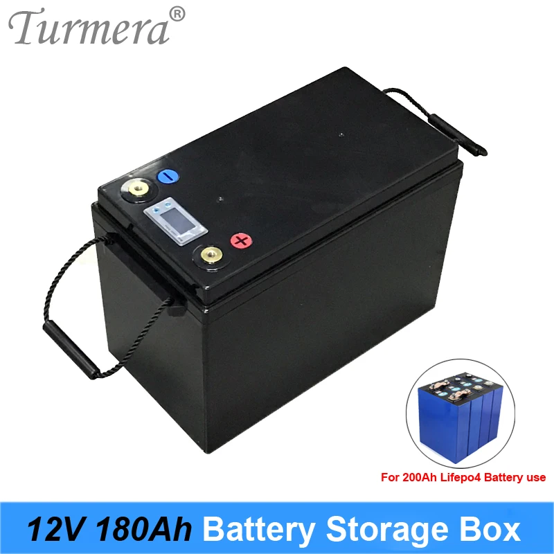 Turmera 12V 180A Battery Storage Box with LCD Display for 4Pieces 200Ah 280Ah 310Ah 3.2V Lifepo4 Battery Solar Energy System Use