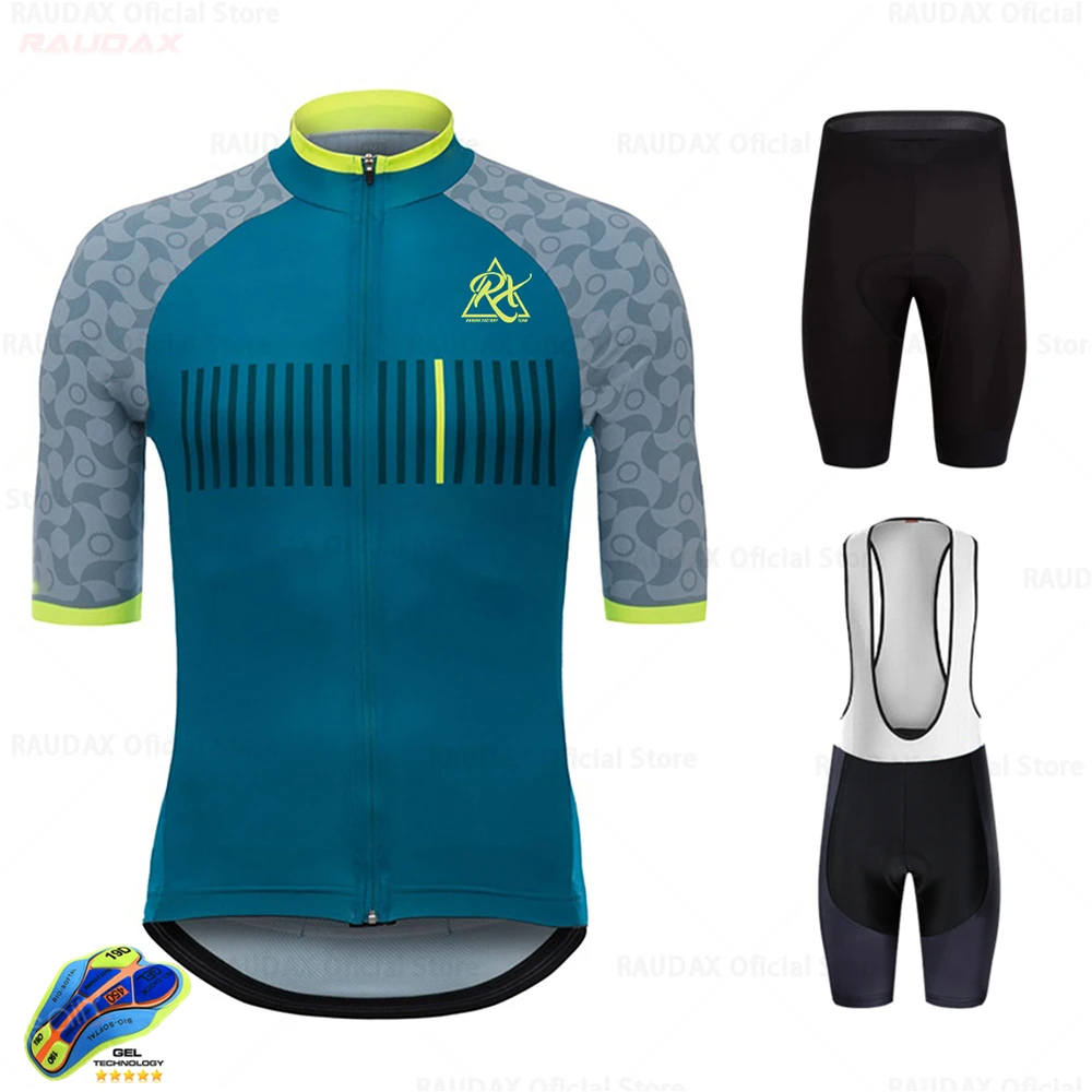 

Summer Cycling Jersey Set 2021 Bicycle Clothing Breathable Men Short Sleeve Shirt Bike Bib Shorts 19D Gel Pad Ropa Ciclismo
