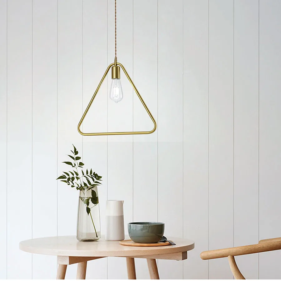 

E27 Golden Iron Star Pendant Light Nordic Creative Geometric LED Pendant Lamps Restaurant Bar Aisle Porch Hanging Light