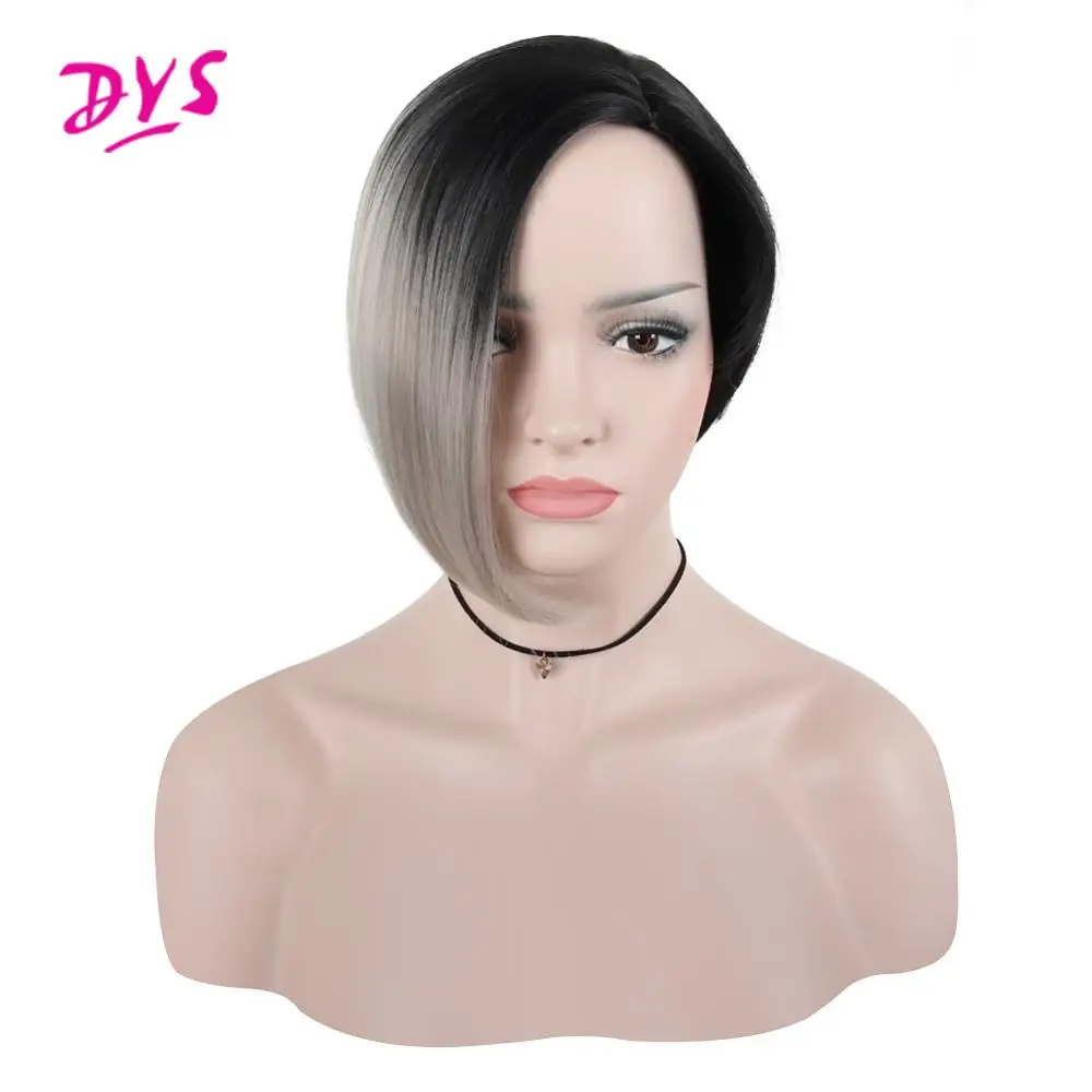 Deyngs Pixie Cut Bob парики короткие прямые естественные синтетические волосы для черных