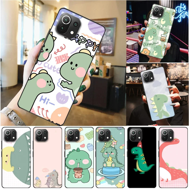 

Cute Flowers Funny Couples Dinosaur Color Painting Phone Case For Xiaomi 11 Lite Pro Cases Back Cover Funda
