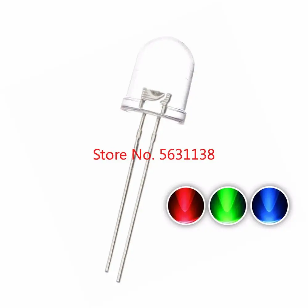 

10PCS 10MM RGB LED DIP F10 RED + GREEN + BLUE SLOW FLASH/FAST FLASH Round head water clear long legs Light beads lamp chip leds