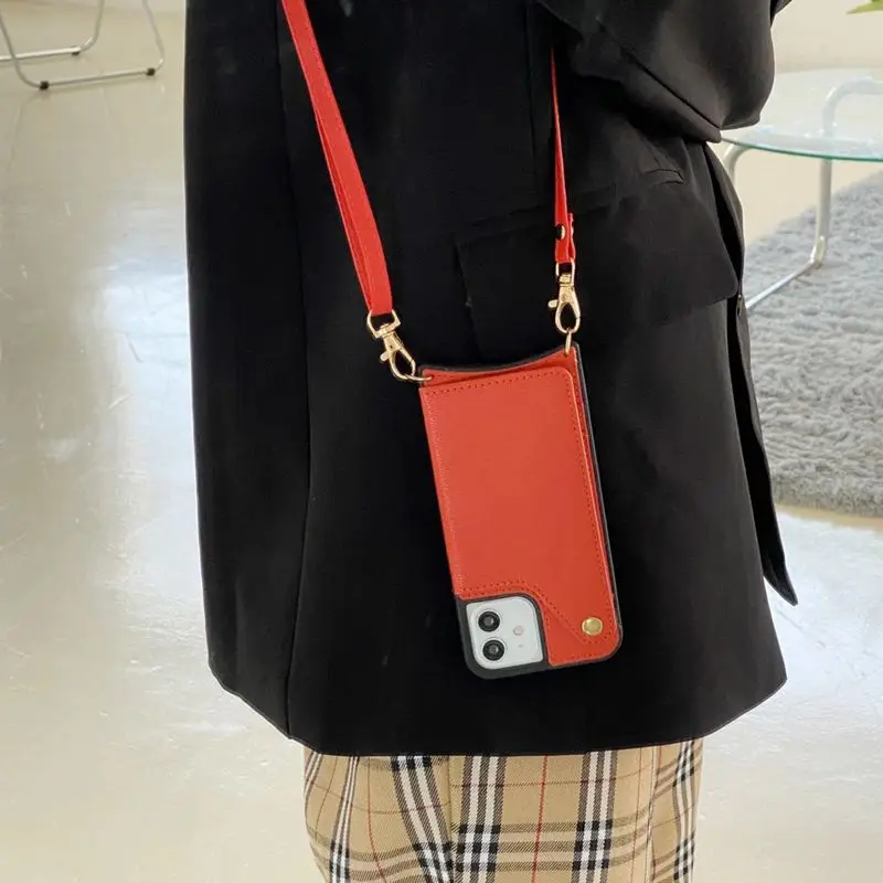 

For iphone 12 11 pro xs max xr x 7 8 plus se 2020 Case Cover Wallet Card Mirror Strap Belt Leather holder anti-knock phone bag c