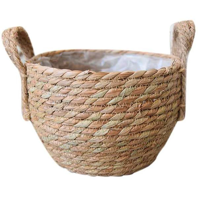 

3 Packs of Garden Decoration Flower Pots, Hand-Woven Flower Pots, Flower Pots, Woven Baskets, Grass Woven Baskets