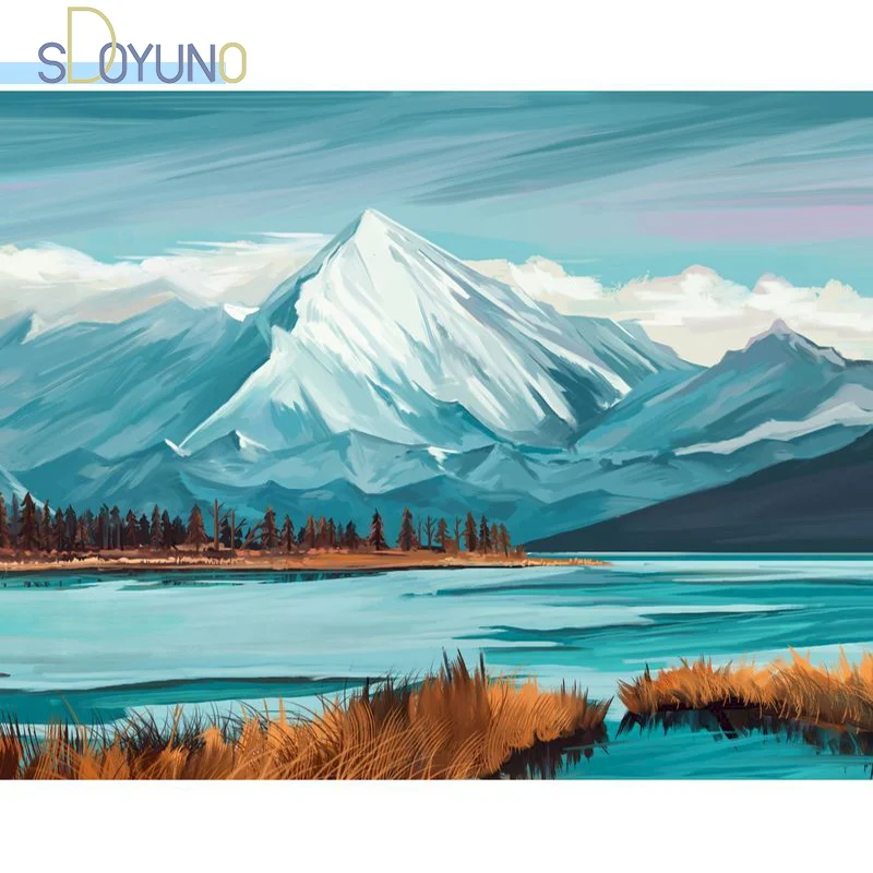 

SDOYUNO Безрамное масляной Краски по номерам Наборы Айсберг 60X75cm DIY Краски ing по номерам декорации Цифровая ручная Краски ing на холсте стены