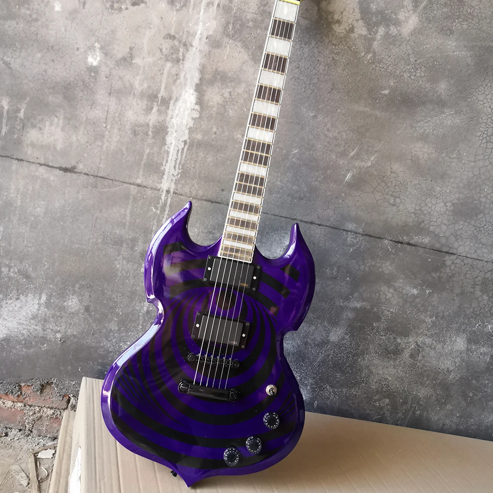 Бесплатная доставка 6 струн фиолетовая необычная электрическая гитара с